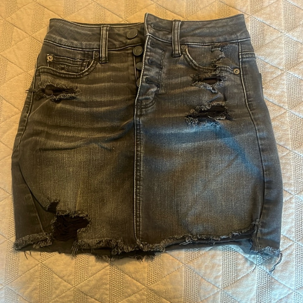 black jean skirt, american eagle